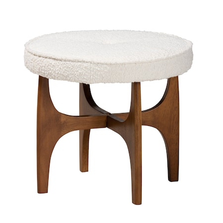 Baxton Studio Theo Japandi Cream Boucle Fabric and Walnut Brown Finished Rubberwood Ottoman Footstool 228-12966-ZORO